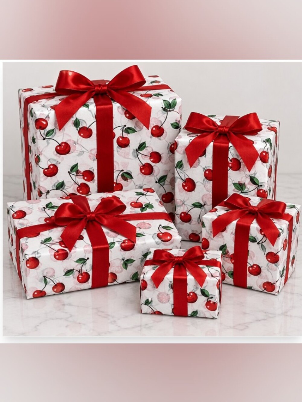 10 Sheets Cherry-Print Tissue Paper For Crafts, Gift Wrapping, Shipping